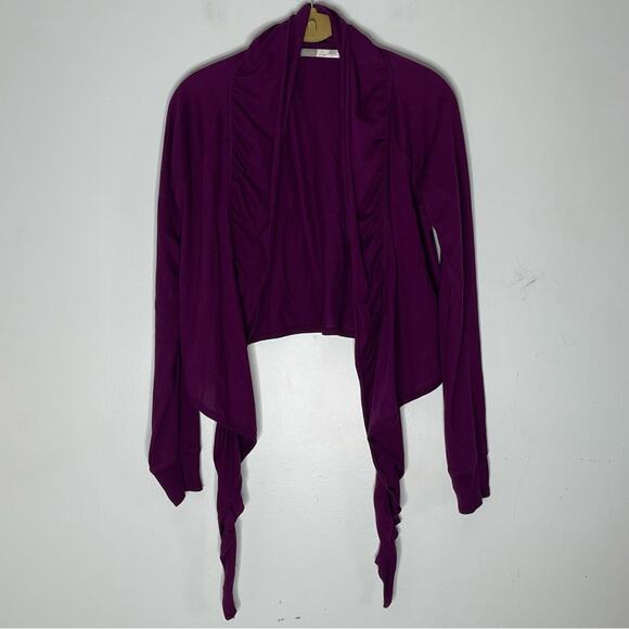 ATHLETA Plum Purple Waterfall Open Front Long Sleeve Top Size Small - Picture 1 of 8